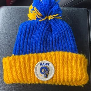 Vintage NFL St Louis Los Angeles Rams Beanie Knit Hat Pom Patch Logo L.A.